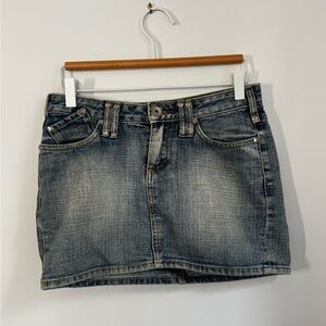 Women's Washed Blue Denim Mini Skirt